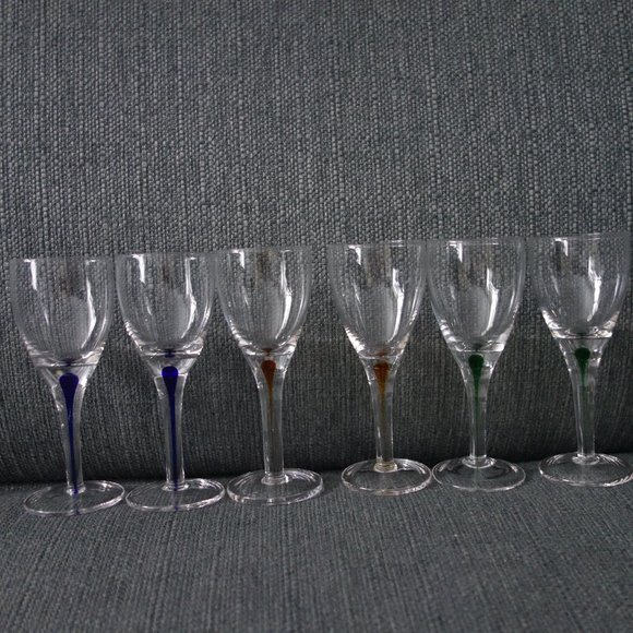 Mini Wine Glasses with Bleeding Color in the Stems - Picture 1 of 12